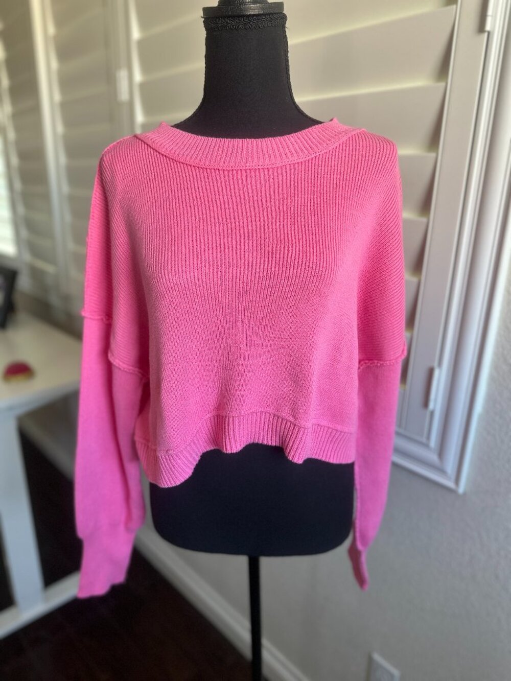 Pink Rose Pink Cropped Ribbed Sweater NWT